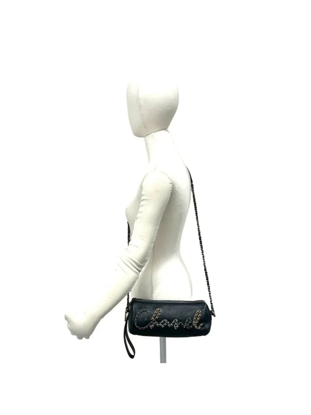 Chanel With Card Quilted Logo Chain Lambskin Leather Shoulder Bag Black